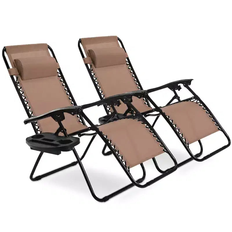 Costway 2PC Zero Gravity Chair Adjustable Recliners Textiliene