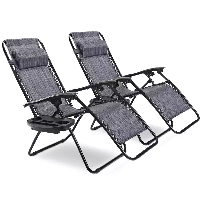 Costway 2PC Zero Gravity Chair Adjustable Recliners Textiliene
