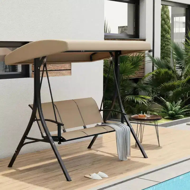 3-Seater Outdoor Porch Swing Chair with Adjustable Canopy, Heavy-Duty Steel Frame, 600 Lb Capacity, Weatherproof Cushions for Patio, Garden