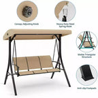 3-Seater Outdoor Porch Swing Chair with Adjustable Canopy, Heavy-Duty Steel Frame, 600 Lb Capacity, Weatherproof Cushions for Patio, Garden