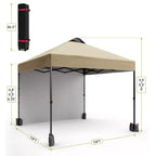 10x10FT Pop Up Canopy Tent with UPF 50+ Sun Protection, Removable Sidewall, Vented Roof, Roller Bag, Stakes for Outdoor Patio, Camping