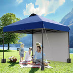 10x10FT Pop Up Canopy Tent with UPF 50+ Sun Protection, Removable Sidewall, Vented Roof, Roller Bag, Stakes for Outdoor Patio, Camping