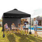10x10FT Pop Up Canopy Tent with UPF 50+ Sun Protection, Removable Sidewall, Vented Roof, Roller Bag, Stakes for Outdoor Patio, Camping