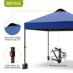 10x10FT Pop Up Canopy Tent with UPF 50+ Sun Protection, Removable Sidewall, Vented Roof, Roller Bag, Stakes for Outdoor Patio, Camping