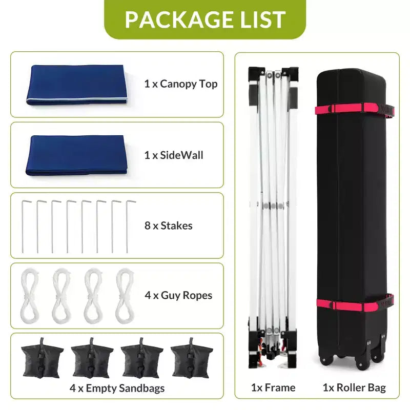 10x10FT Pop Up Canopy Tent with UPF 50+ Sun Protection, Removable Sidewall, Vented Roof, Roller Bag, Stakes for Outdoor Patio, Camping