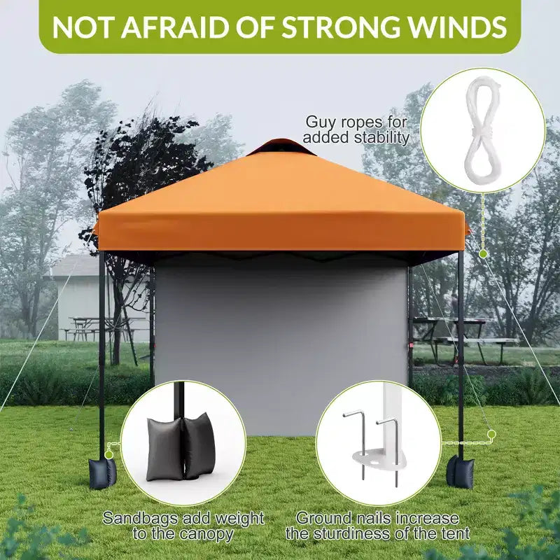 10x10FT Pop Up Canopy Tent with UPF 50+ Sun Protection, Removable Sidewall, Vented Roof, Roller Bag, Stakes for Outdoor Patio, Camping