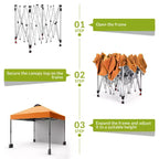 10x10FT Pop Up Canopy Tent with UPF 50+ Sun Protection, Removable Sidewall, Vented Roof, Roller Bag, Stakes for Outdoor Patio, Camping