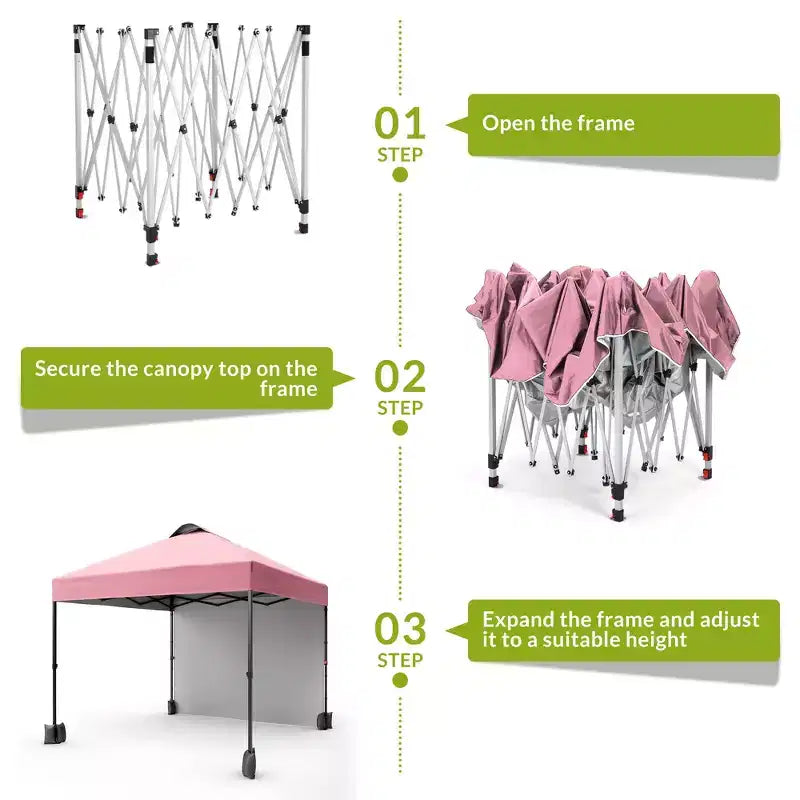 10x10FT Pop Up Canopy Tent with UPF 50+ Sun Protection, Removable Sidewall, Vented Roof, Roller Bag, Stakes for Outdoor Patio, Camping
