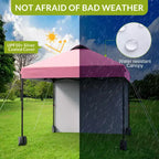 10x10FT Pop Up Canopy Tent with UPF 50+ Sun Protection, Removable Sidewall, Vented Roof, Roller Bag, Stakes for Outdoor Patio, Camping