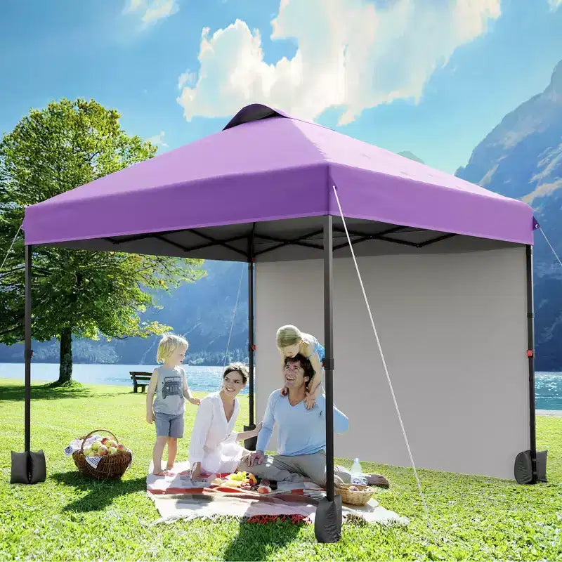 10x10FT Pop Up Canopy Tent with UPF 50+ Sun Protection, Removable Sidewall, Vented Roof, Roller Bag, Stakes for Outdoor Patio, Camping