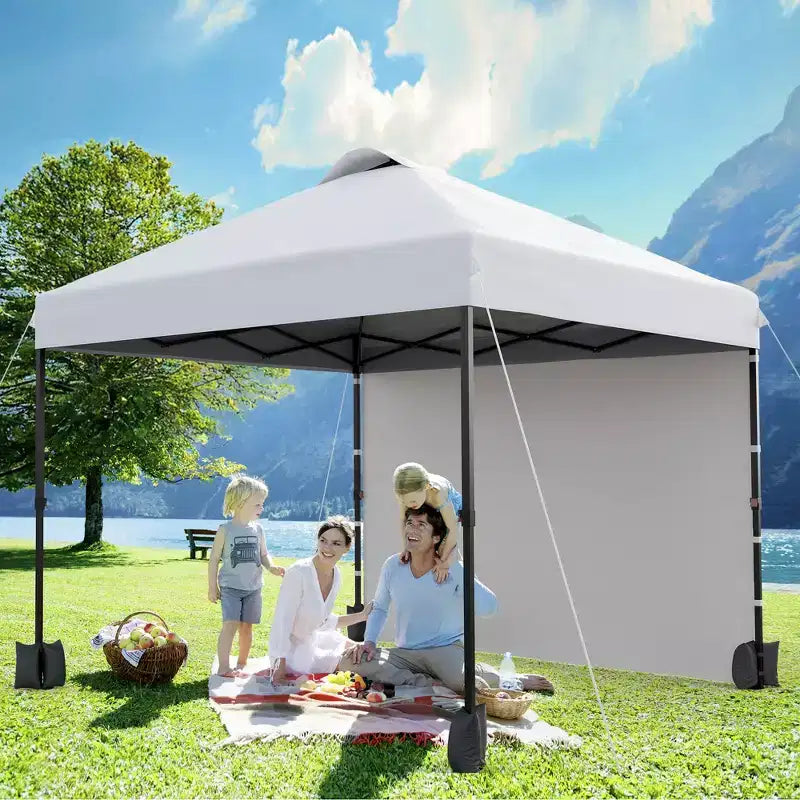 10x10FT Pop Up Canopy Tent with UPF 50+ Sun Protection, Removable Sidewall, Vented Roof, Roller Bag, Stakes for Outdoor Patio, Camping