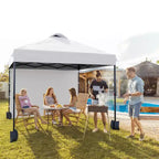 10x10FT Pop Up Canopy Tent with UPF 50+ Sun Protection, Removable Sidewall, Vented Roof, Roller Bag, Stakes for Outdoor Patio, Camping