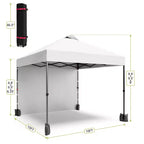 10x10FT Pop Up Canopy Tent with UPF 50+ Sun Protection, Removable Sidewall, Vented Roof, Roller Bag, Stakes for Outdoor Patio, Camping