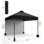 10x10FT Pop Up Canopy Tent with UPF 50+ Sun Protection, Removable Sidewall, Vented Roof, Roller Bag, Stakes for Outdoor Patio, Camping