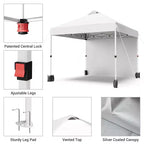 10x10FT Pop Up Canopy Tent with UPF 50+ Sun Protection, Removable Sidewall, Vented Roof, Roller Bag, Stakes for Outdoor Patio, Camping
