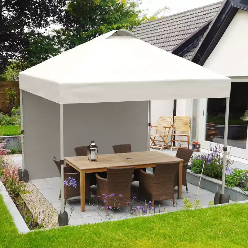 10x10FT Pop Up Canopy Tent with UPF 50+ Sun Protection, Removable Sidewall, Vented Roof, Roller Bag, Stakes for Outdoor Patio, Camping