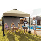 10x10FT Pop Up Canopy Tent with UPF 50+ Sun Protection, Removable Sidewall, Vented Roof, Roller Bag, Stakes for Outdoor Patio, Camping