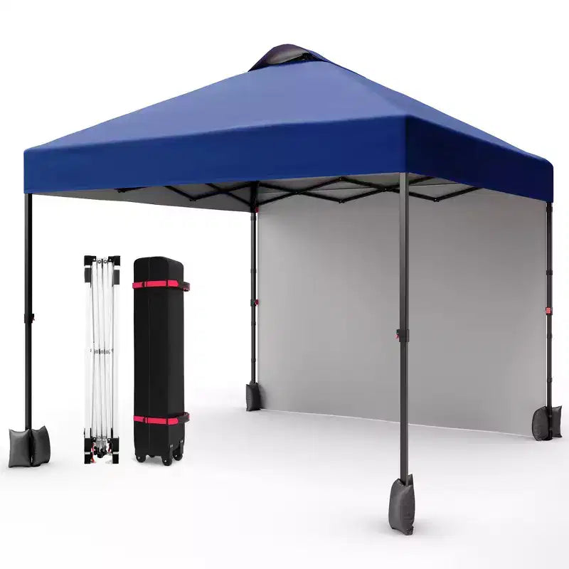 10x10FT Pop Up Canopy Tent with UPF 50+ Sun Protection, Removable Sidewall, Vented Roof, Roller Bag, Stakes for Outdoor Patio, Camping