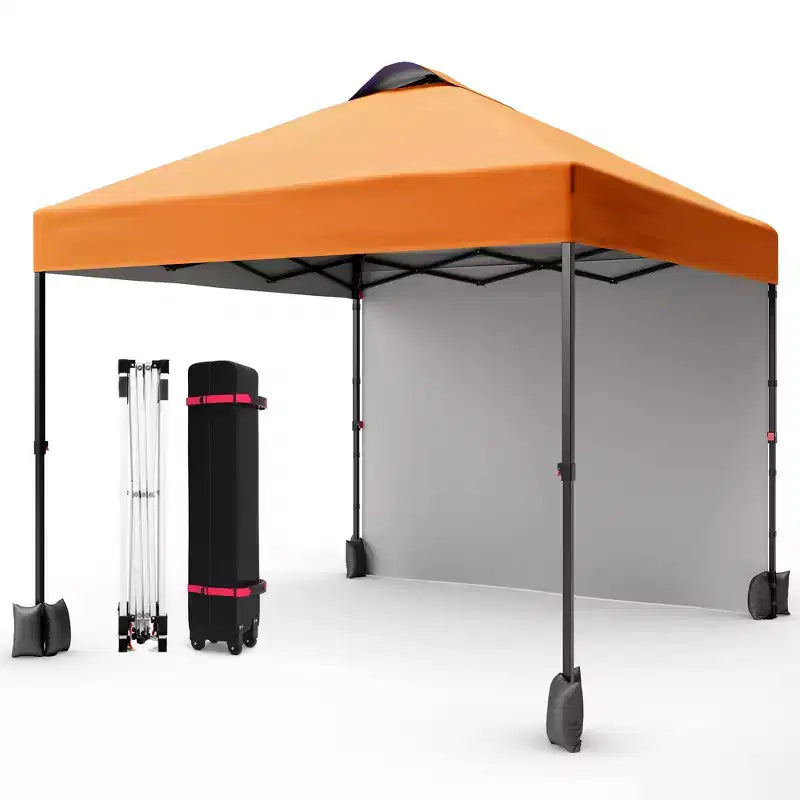 10x10FT Pop Up Canopy Tent with UPF 50+ Sun Protection, Removable Sidewall, Vented Roof, Roller Bag, Stakes for Outdoor Patio, Camping