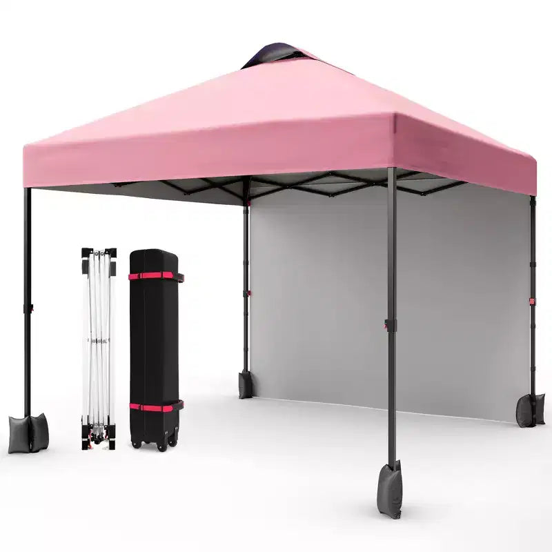 10x10FT Pop Up Canopy Tent with UPF 50+ Sun Protection, Removable Sidewall, Vented Roof, Roller Bag, Stakes for Outdoor Patio, Camping
