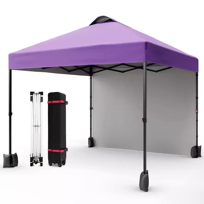 10x10FT Pop Up Canopy Tent with UPF 50+ Sun Protection, Removable Sidewall, Vented Roof, Roller Bag, Stakes for Outdoor Patio, Camping
