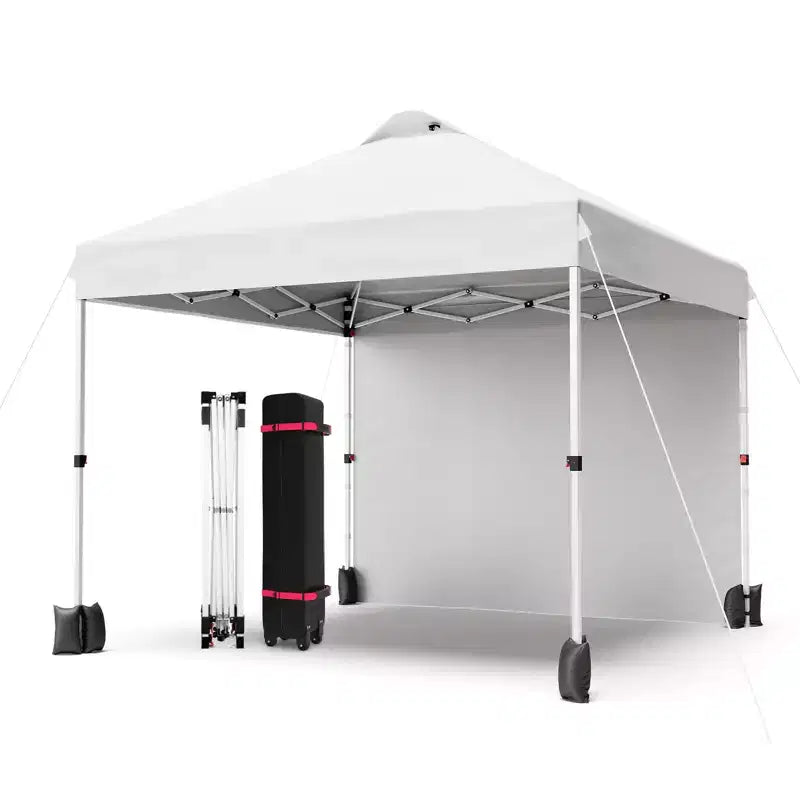 10x10FT Pop Up Canopy Tent with UPF 50+ Sun Protection, Removable Sidewall, Vented Roof, Roller Bag, Stakes for Outdoor Patio, Camping