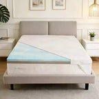 Dyonery Full Size Cooling Gel Memory Foam Mattress Topper  3 Inch Extra Firm with Ice Silk Bamboo Cover for Back Pain Relief