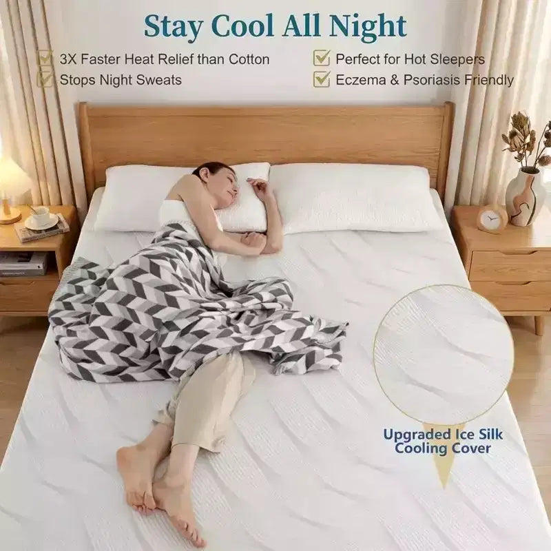 Dyonery Full Size Cooling Gel Memory Foam Mattress Topper  3 Inch Extra Firm with Ice Silk Bamboo Cover for Back Pain Relief