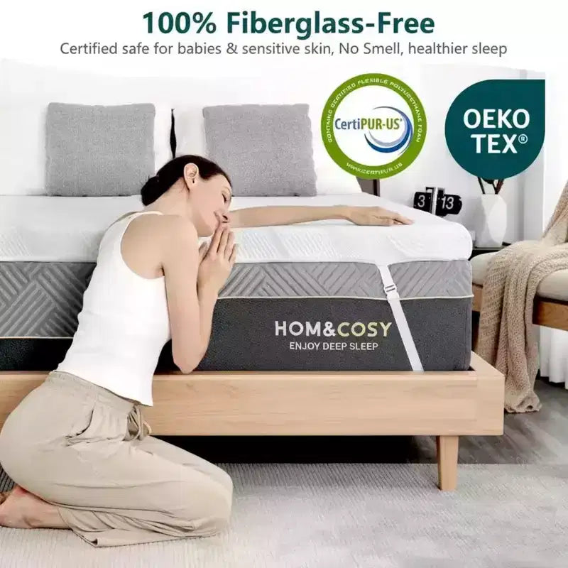 Dyonery Full Size Cooling Gel Memory Foam Mattress Topper  3 Inch Extra Firm with Ice Silk Bamboo Cover for Back Pain Relief