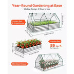 VEVOR Raised Garden Bed with Cover, 6 x 3 x 1 ft, Rectangular Galvanized Metal Planter Box Kit Outdoor, with PE Greenhouse Cover & Gloves, Silver