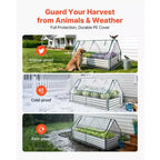 VEVOR Raised Garden Bed with Cover, 6 x 3 x 1 ft, Rectangular Galvanized Metal Planter Box Kit Outdoor, with PE Greenhouse Cover & Gloves, Silver