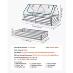 VEVOR Raised Garden Bed with Cover, 6 x 3 x 1 ft, Rectangular Galvanized Metal Planter Box Kit Outdoor, with PE Greenhouse Cover & Gloves, Silver