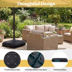 Costway Cantilever Offset Umbrella Base with Wheels, Metal Crossbar for Backyard & Poolside