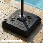 Costway Cantilever Offset Umbrella Base with Wheels, Metal Crossbar for Backyard & Poolside