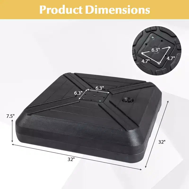 Costway Cantilever Offset Umbrella Base with Wheels, Metal Crossbar for Backyard & Poolside