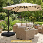 Costway Cantilever Offset Umbrella Base with Wheels, Metal Crossbar for Backyard & Poolside