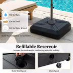 Costway Cantilever Offset Umbrella Base with Wheels, Metal Crossbar for Backyard & Poolside