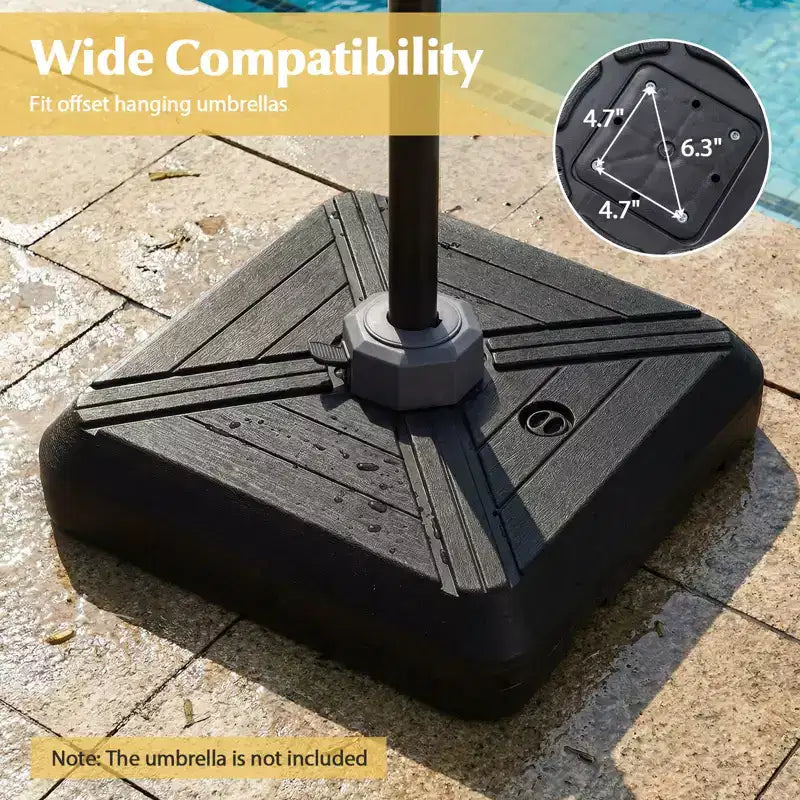 Costway Cantilever Offset Umbrella Base with Wheels, Metal Crossbar for Backyard & Poolside