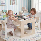 Costway Multifunctional Kids Table & 2 Chairs Set with Removable Double-sized Tabletop Gray + White/Natural + White
