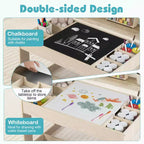 Costway Multifunctional Kids Table & 2 Chairs Set with Removable Double-sized Tabletop Gray + White/Natural + White