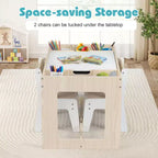 Costway Multifunctional Kids Table & 2 Chairs Set with Removable Double-sized Tabletop Gray + White/Natural + White