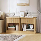 Mid Century Modern Fluted Bedside Table with Drawer  Space-Saving Bedside Table with Storage, Ideal for Bedroom or Living Room