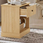 Mid Century Modern Fluted Bedside Table with Drawer  Space-Saving Bedside Table with Storage, Ideal for Bedroom or Living Room