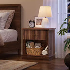 Mid Century Modern Fluted Bedside Table with Drawer  Space-Saving Bedside Table with Storage, Ideal for Bedroom or Living Room