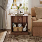 Mid Century Modern Fluted Bedside Table with Drawer  Space-Saving Bedside Table with Storage, Ideal for Bedroom or Living Room