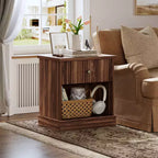 Mid Century Modern Fluted Bedside Table with Drawer  Space-Saving Bedside Table with Storage, Ideal for Bedroom or Living Room