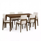 Christopher Knight Home Mireya 7 Piece Rustic Rubberwood Fabric Upholstered Dining Set