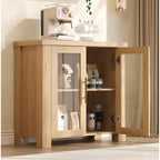 Sideboard Buffet Cabinet with Glass Doors, Modern Buffet Cabinet with Storage, Wood Buffet Table for Living Room, Dining Room and Kitchen