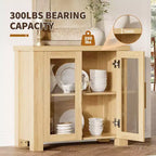 Sideboard Buffet Cabinet with Glass Doors, Modern Buffet Cabinet with Storage, Wood Buffet Table for Living Room, Dining Room and Kitchen