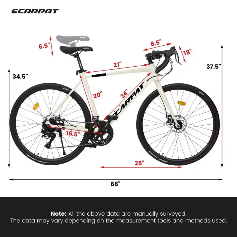 NAYSAYE 700C Road Bike 16 Speed Lightweight Aluminum Frame Bicycle with Dual Disc Brakes for Men and Women, 68*18*37.5